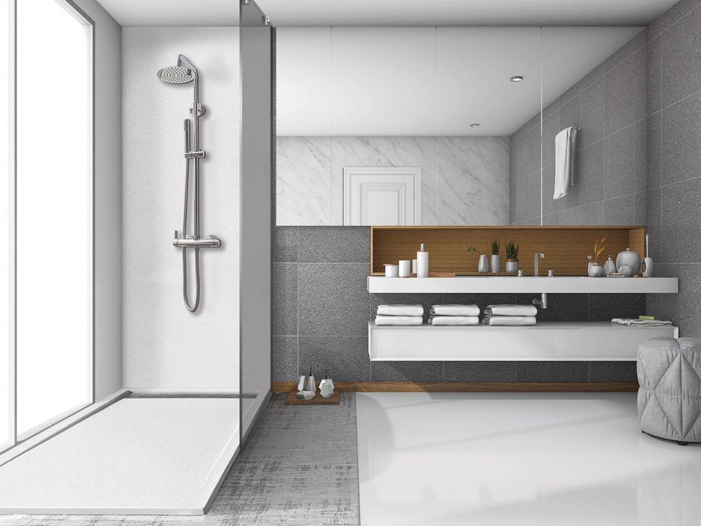 Renderizado 3d de baño blanco de lujo