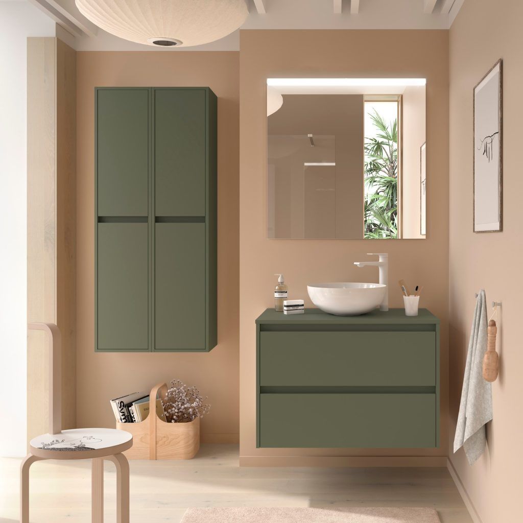 Compacto dos gavetas con lavabo sobre encimera